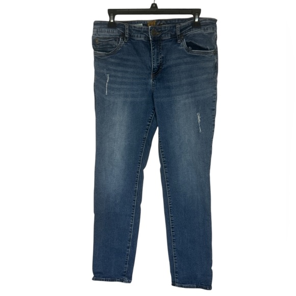 Kut from the Kloth Blue KATY boyfriend Jeans with Distressing and Medium Wash - Picture 1 of 7